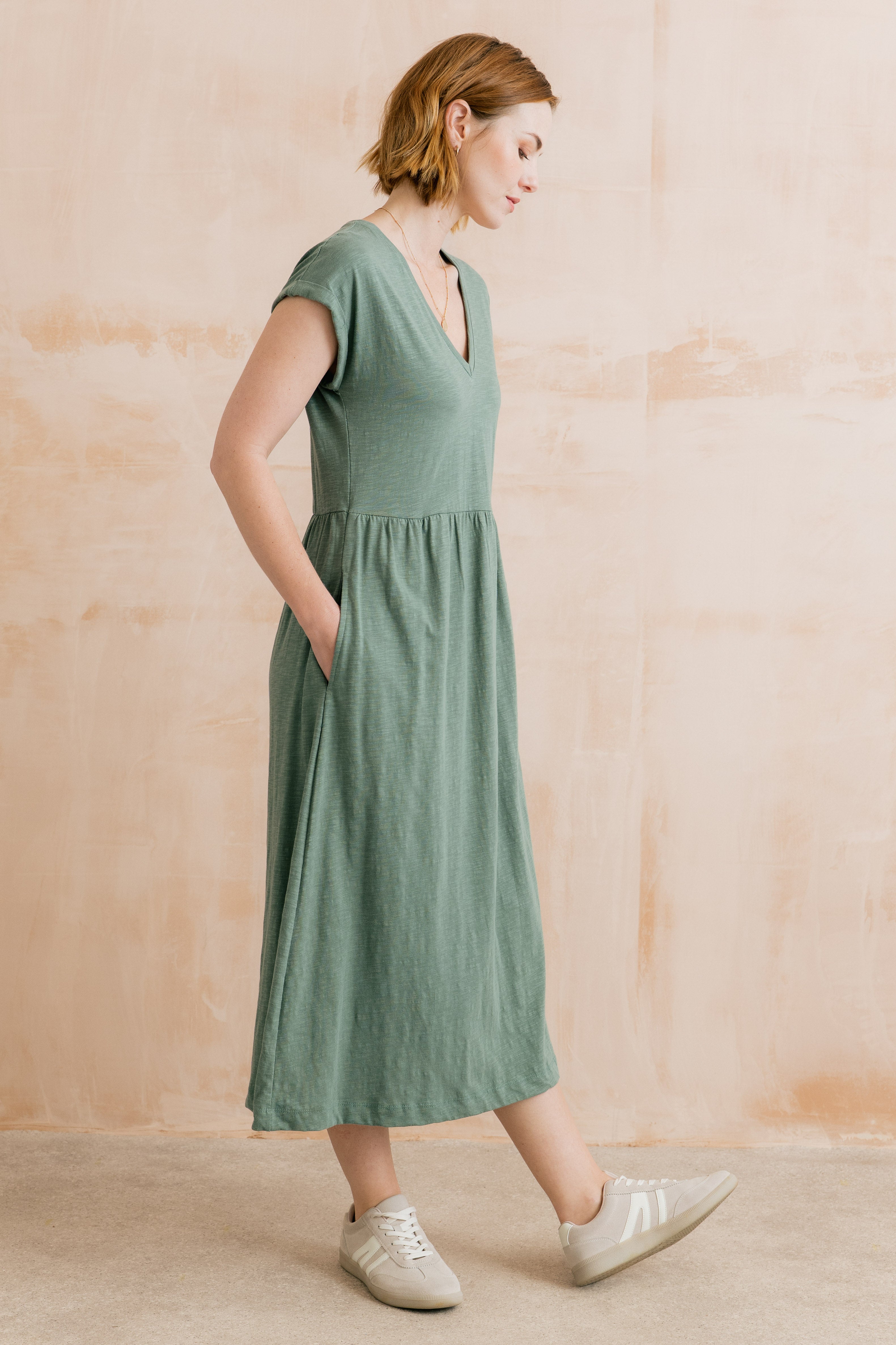 Shine Organic Cotton Jersey Dress Laurel Green Lily & Me Shine Organic Cotton Jersey Dress Laurel Green Lily & Me