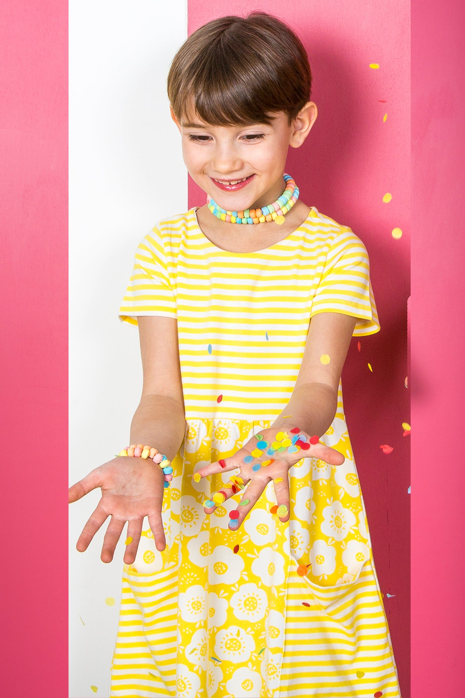 Mix Match Stripe Flower Dress