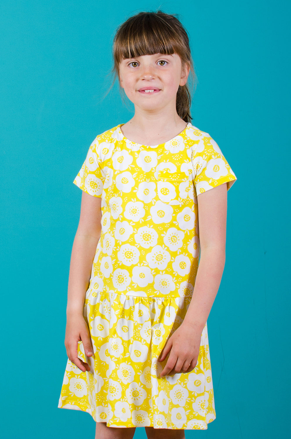 Dropped Waist Two Floral Yellow Dress