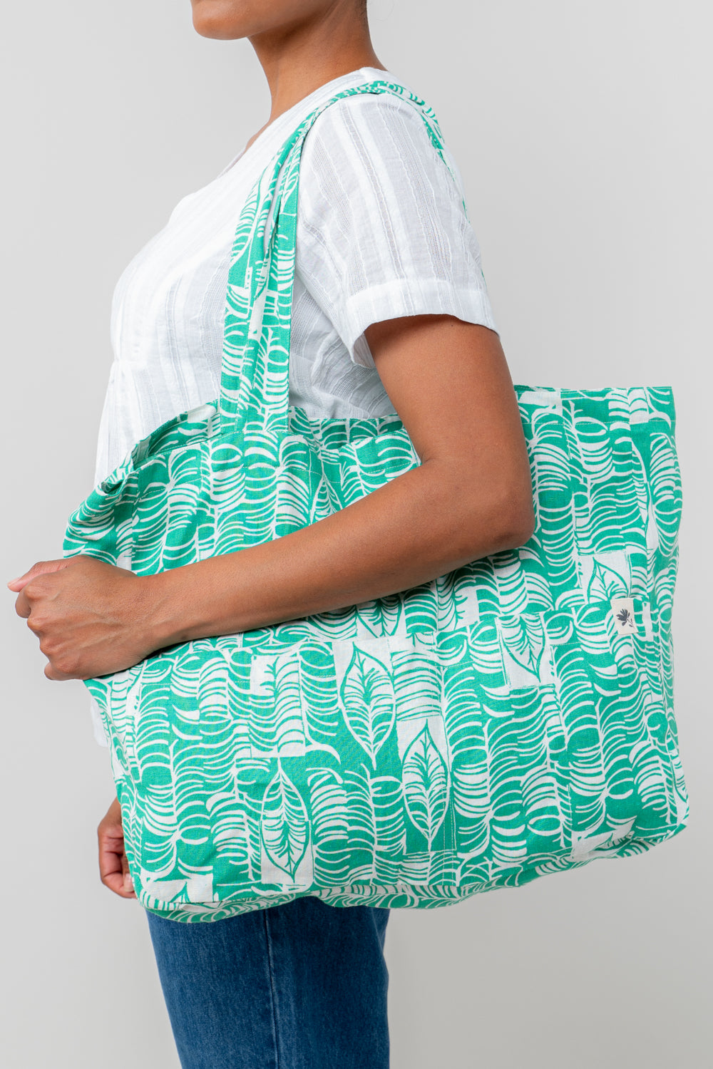 Lily & Me Linen Tote Bag in Birch Green