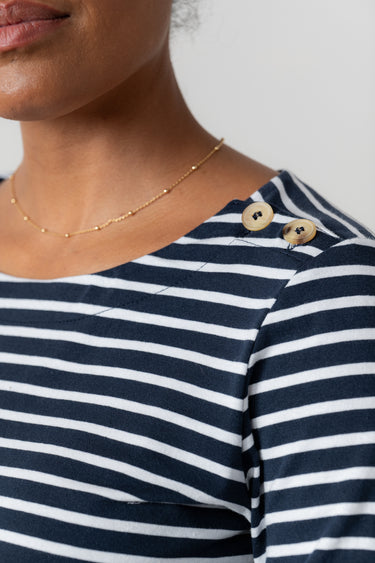 Riverside Striped Casual Jersey Top Navy