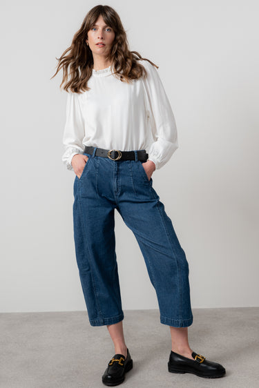 Rosewood Frill High Neck Top White