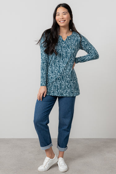 Maple Printed Cotton Jersey Tunic Petrol