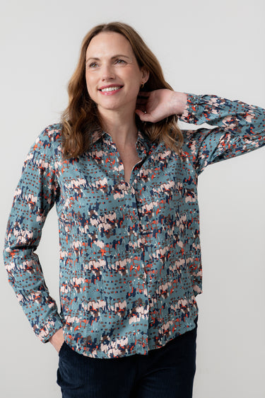 Patsy Geometric Print Shirt Sea Mist
