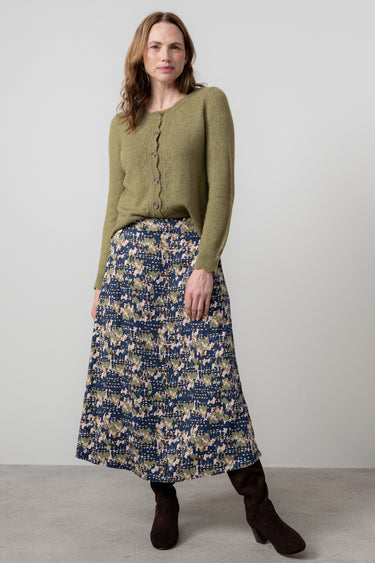 Alice Geometric Print Maxi Skirt Navy