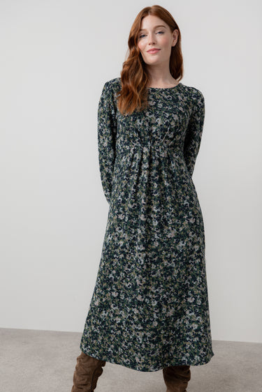 Celia Ditsy Print Midi Dress Green