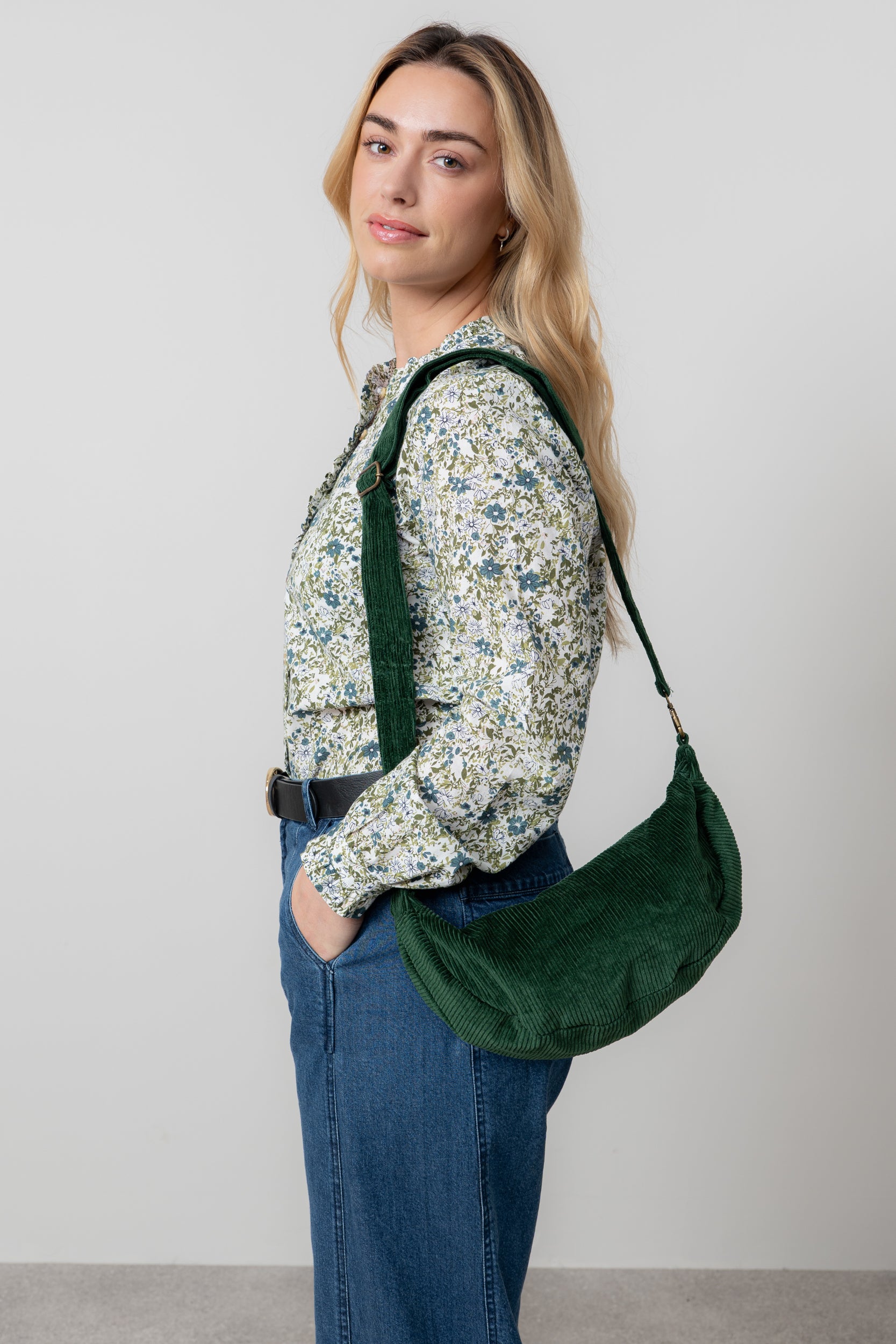 Jumbo Cord Crossbody Bag Pine