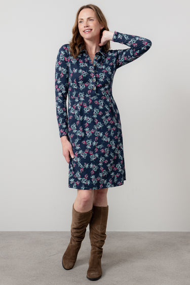 Elmore Organic Cotton Jersey Shirt Dress Navy