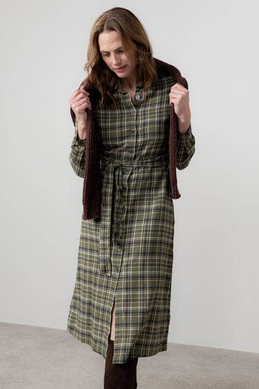 Anya Organic Brushed Cotton Midi Shirt Dress Multicoloured