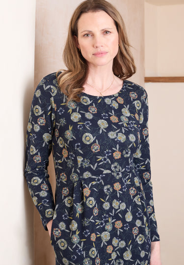 Frampton Floral Print Midi Dress Navy