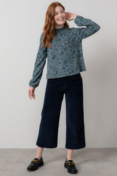 Eastcombe High Neck Floral Print Top Sea Mist
