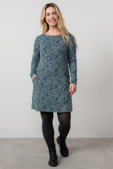 Helen Floral Shift Dress Sea Mist