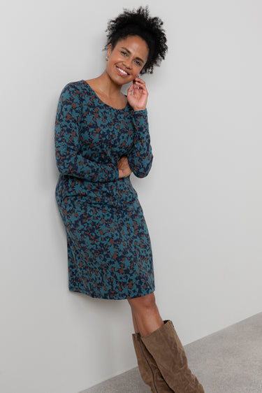 Halmore Long Sleeve Jersey Dress Navy