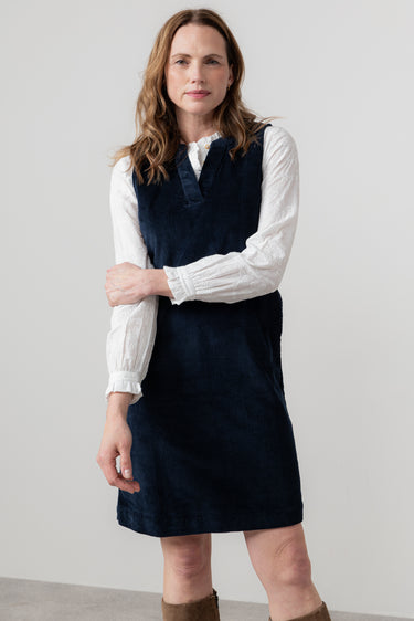 Belle Stretch Cotton Jumbo Cord Dress Navy
