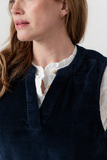 Belle Stretch Cotton Jumbo Cord Dress Navy