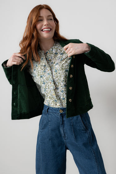 Rene Stretch Jumbo Cord Jacket Pine Green