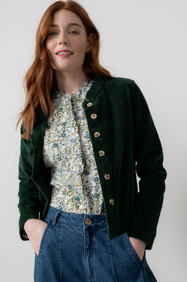 Rene Stretch Jumbo Cord Jacket Pine Green