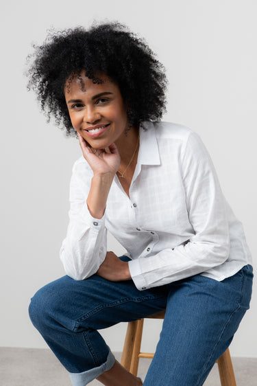 Patsy Organic Cotton Check Shirt White