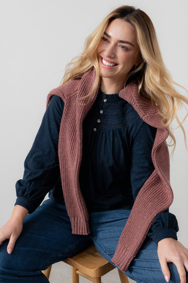 Luna Organic Cotton Blouse Navy