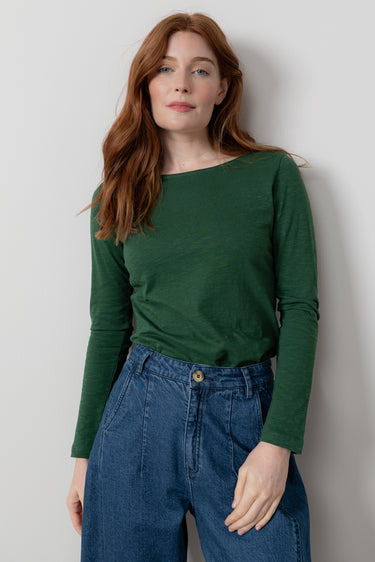 Monica Organic Cotton Jersey Top Pine Green