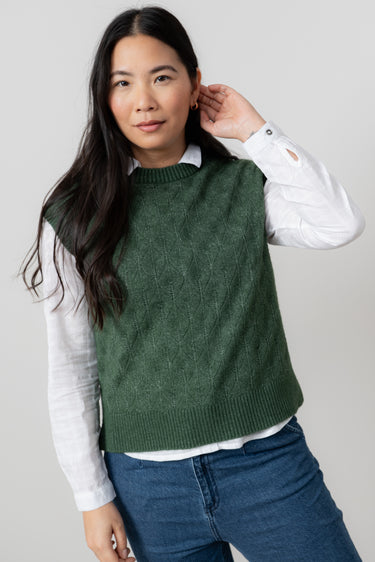 Wallace Pointelle Knit Tank Top Pine Green