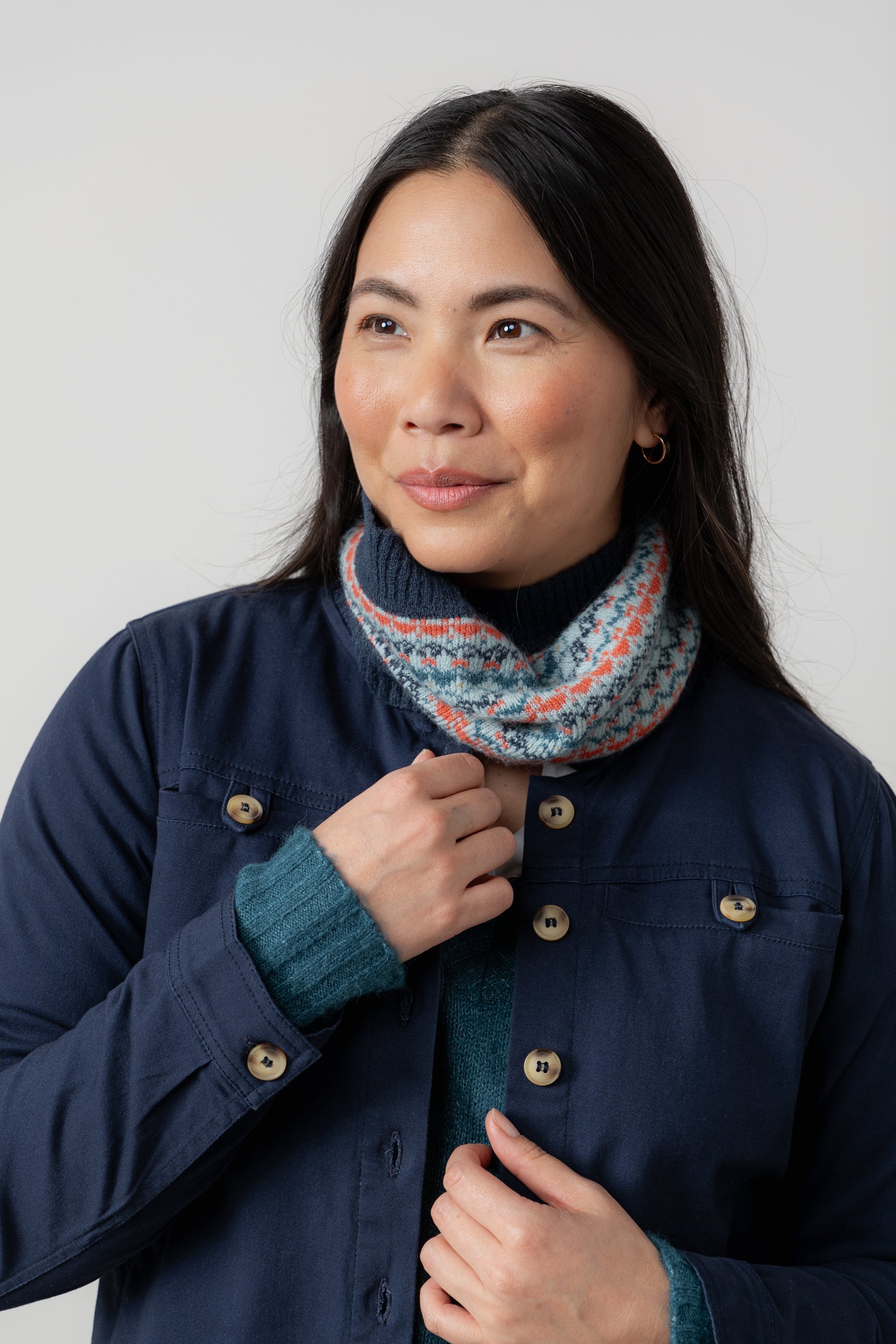 Fair Isle Knitted Snood Sea Mist