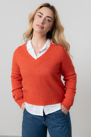 Woodchester V-Neck Boxy Knit Jumper Red