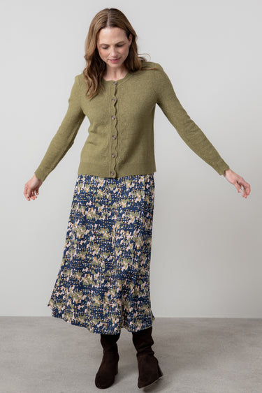 Layla Pointelle Knit Cardigan Moss
