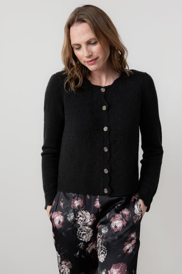 Imogen Pointelle Knit Cardigan Black