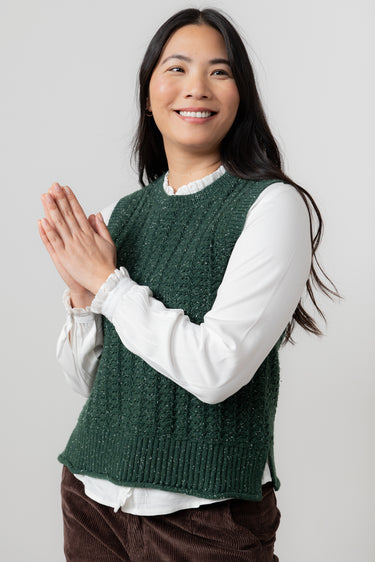 Eva Cable Knit Tank Top Pine Green