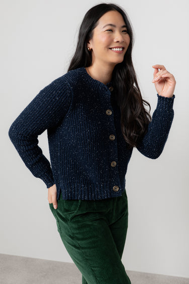 June Ribbed Knit Cardigan Navy