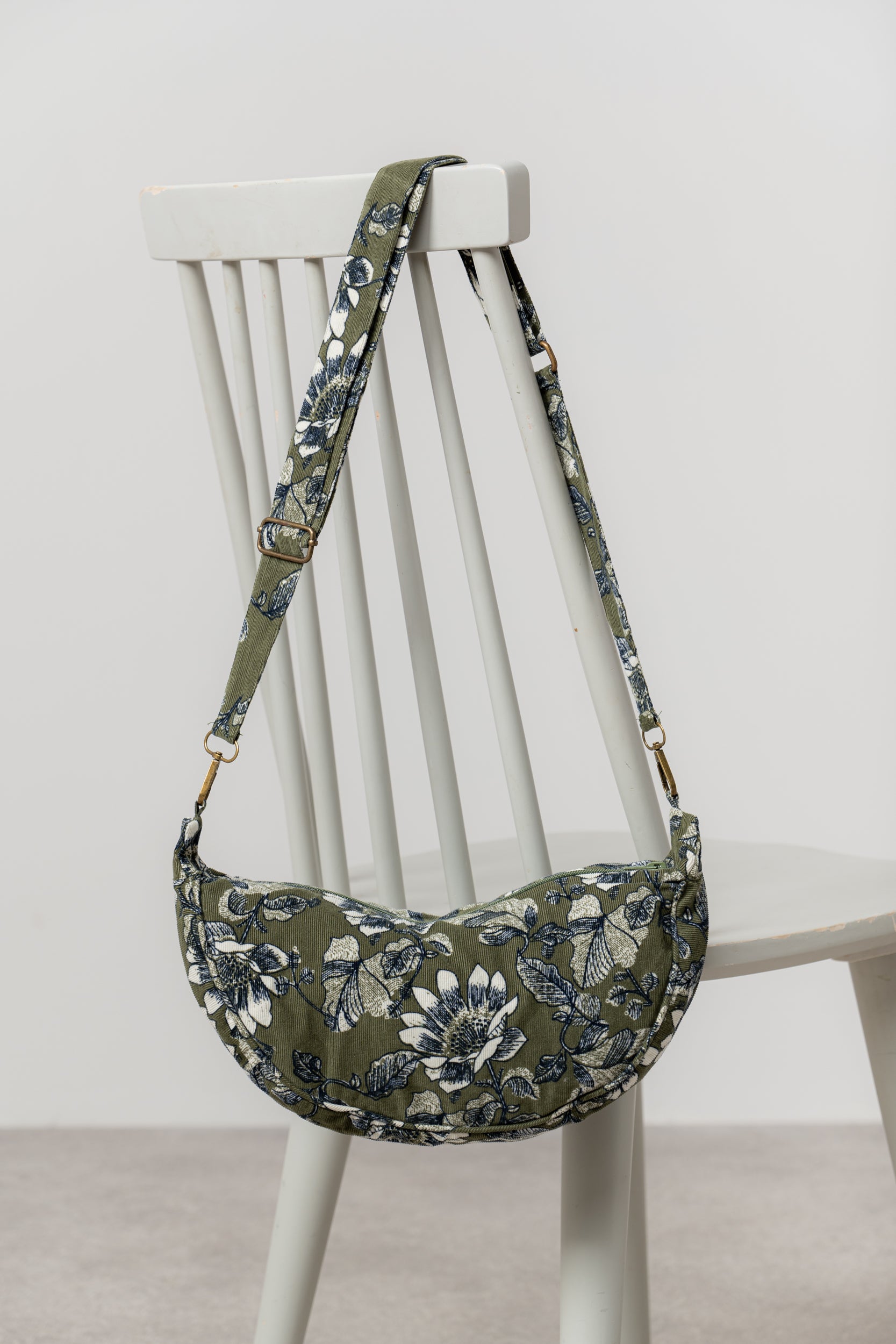 Harvest Print Cord Crossbody Bag Moss