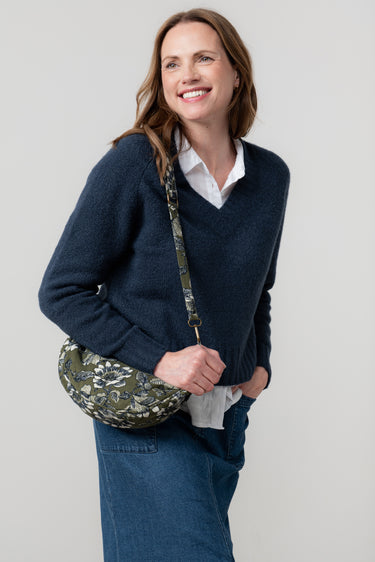 Harvest Print Cord Crossbody Bag Moss