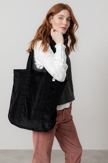 Jumbo Cord Tote Bag Black