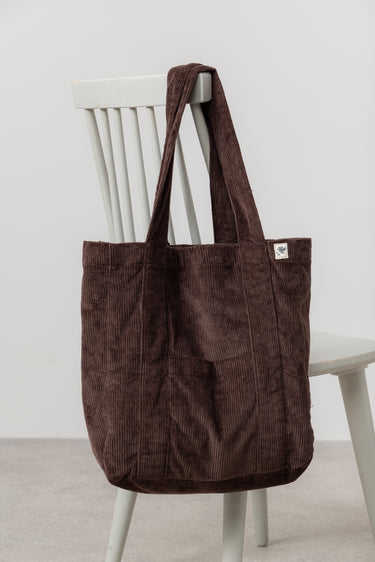 Jumbo Cord Tote Bag Chocolate