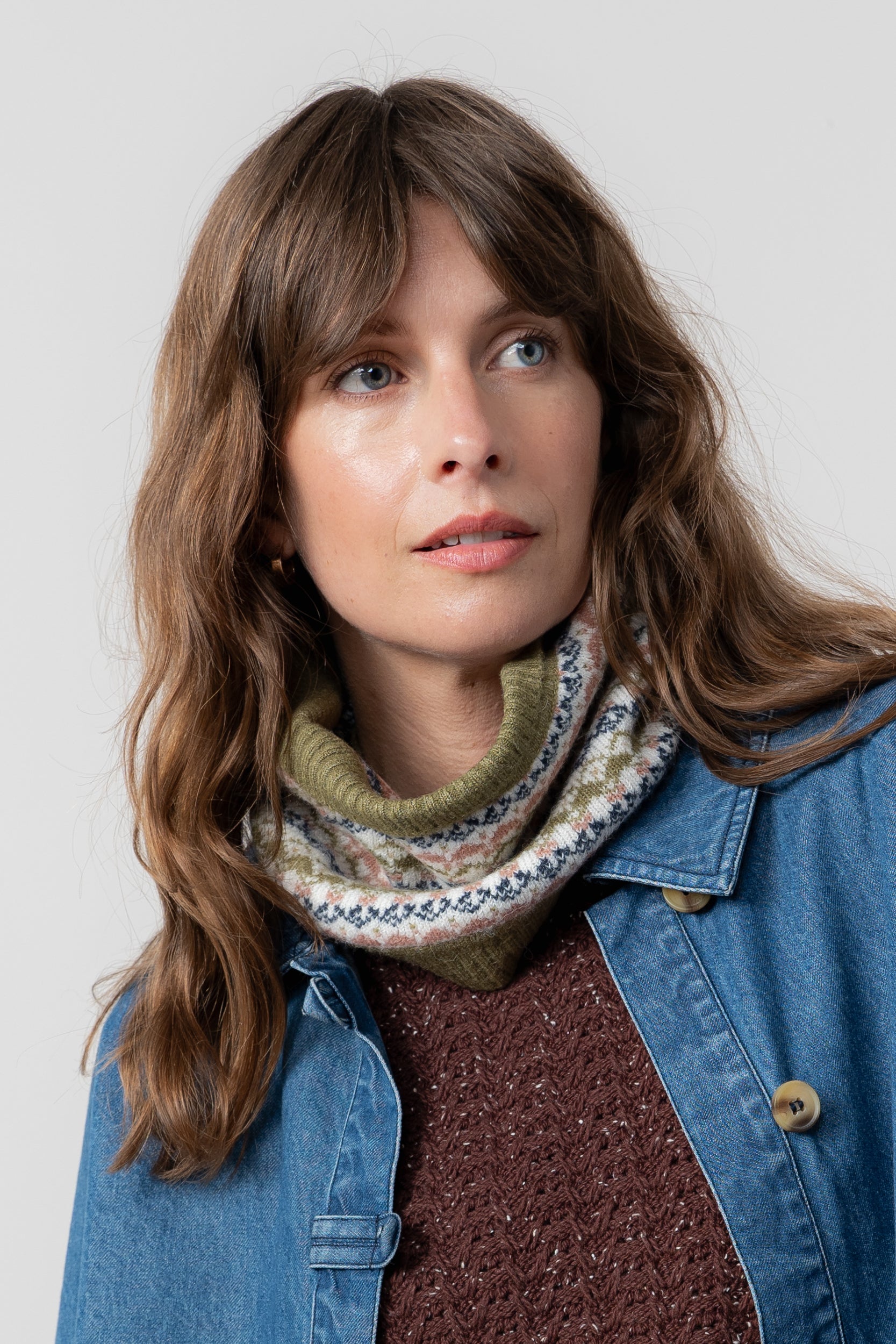Lily & Me Fair Isle Knitted Snood in Green