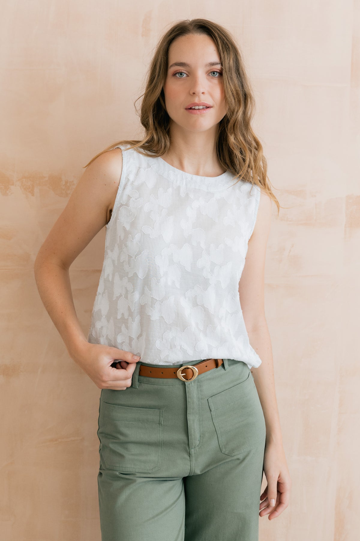Cora Cotton Jacquard Shell Vest Laurel Stripe