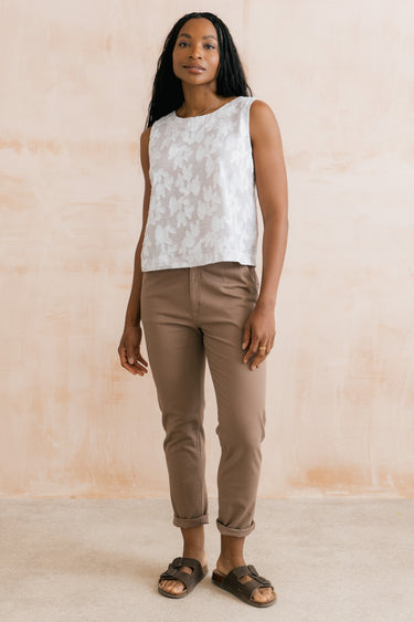 Cora Cotton Jacquard Shell Vest Mocha Stripe