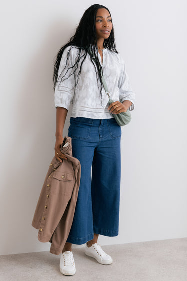 Zoe Cotton Jacquard Blouse Laurel