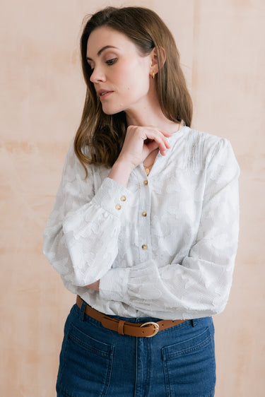 Poplar Cotton Jacquard Blouse Laurel