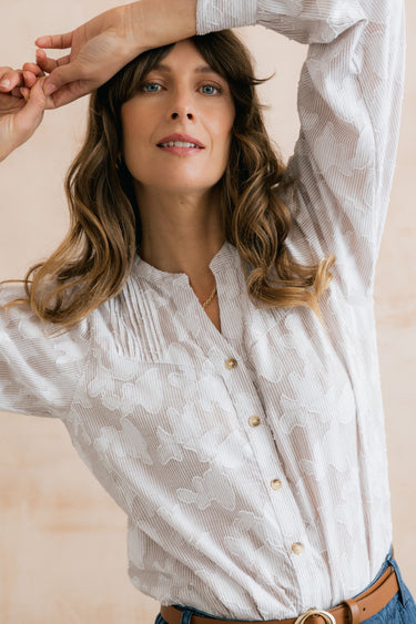 Poplar Cotton Jacquard Blouse Mocha