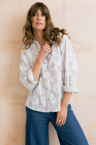 Poplar Cotton Jacquard Blouse Mocha