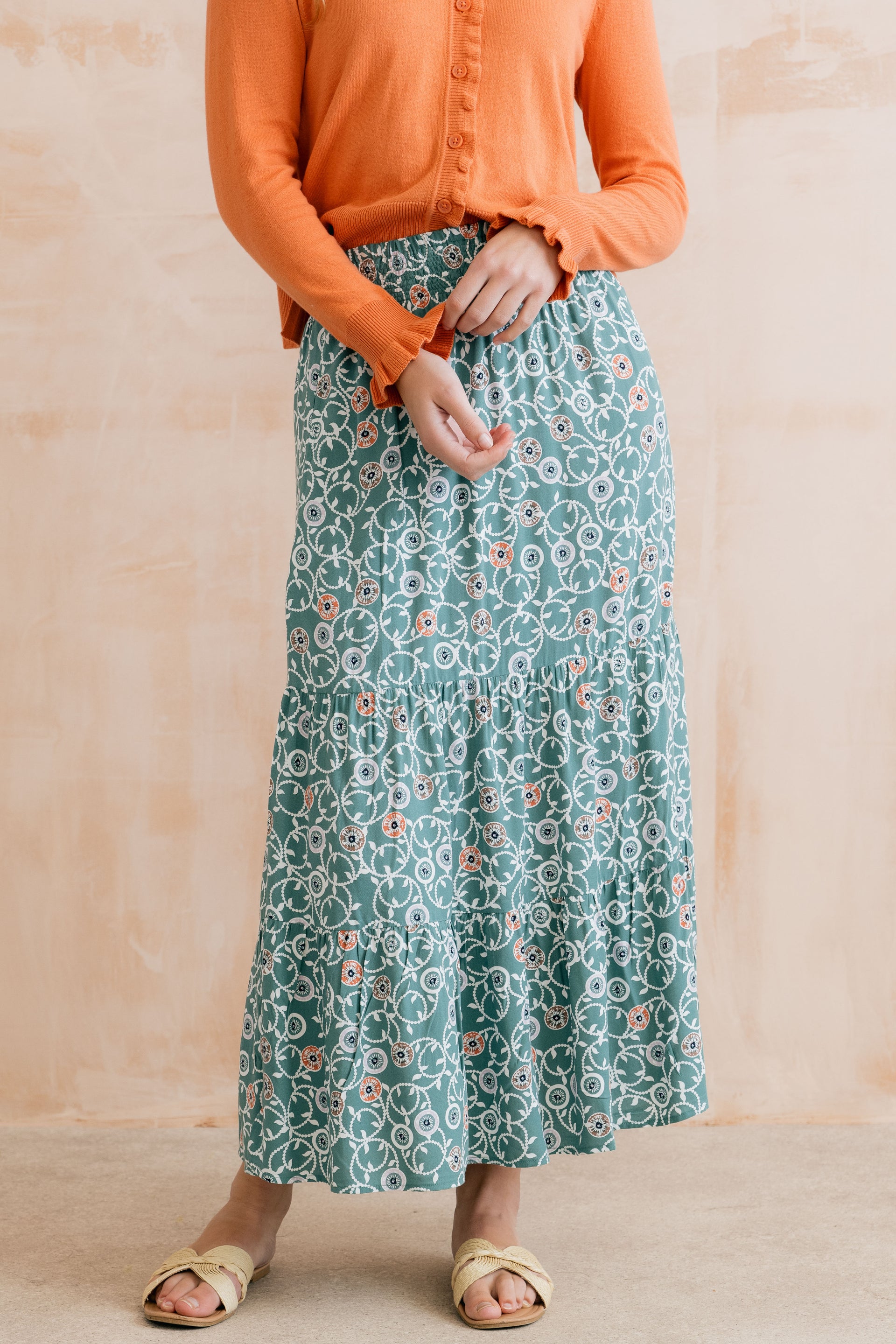 Evie Printed Midi Skirt Ocean