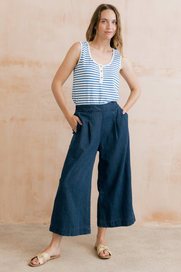 Haze Buttoned Cobalt Stripe Vest