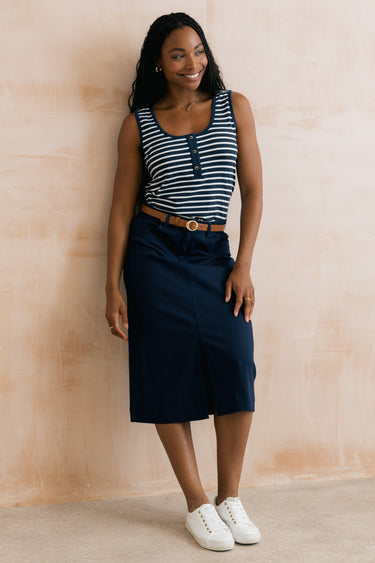 Haze Buttoned Navy Stripe Vest