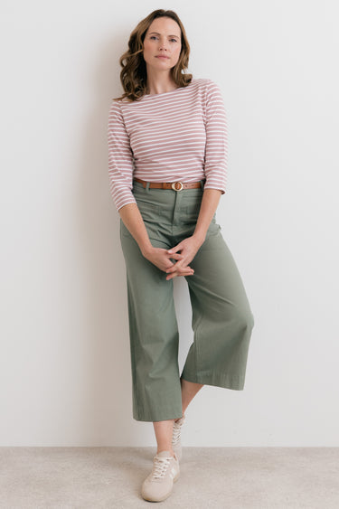 Monica Striped Organic Cotton Jersey Top Soft Pink