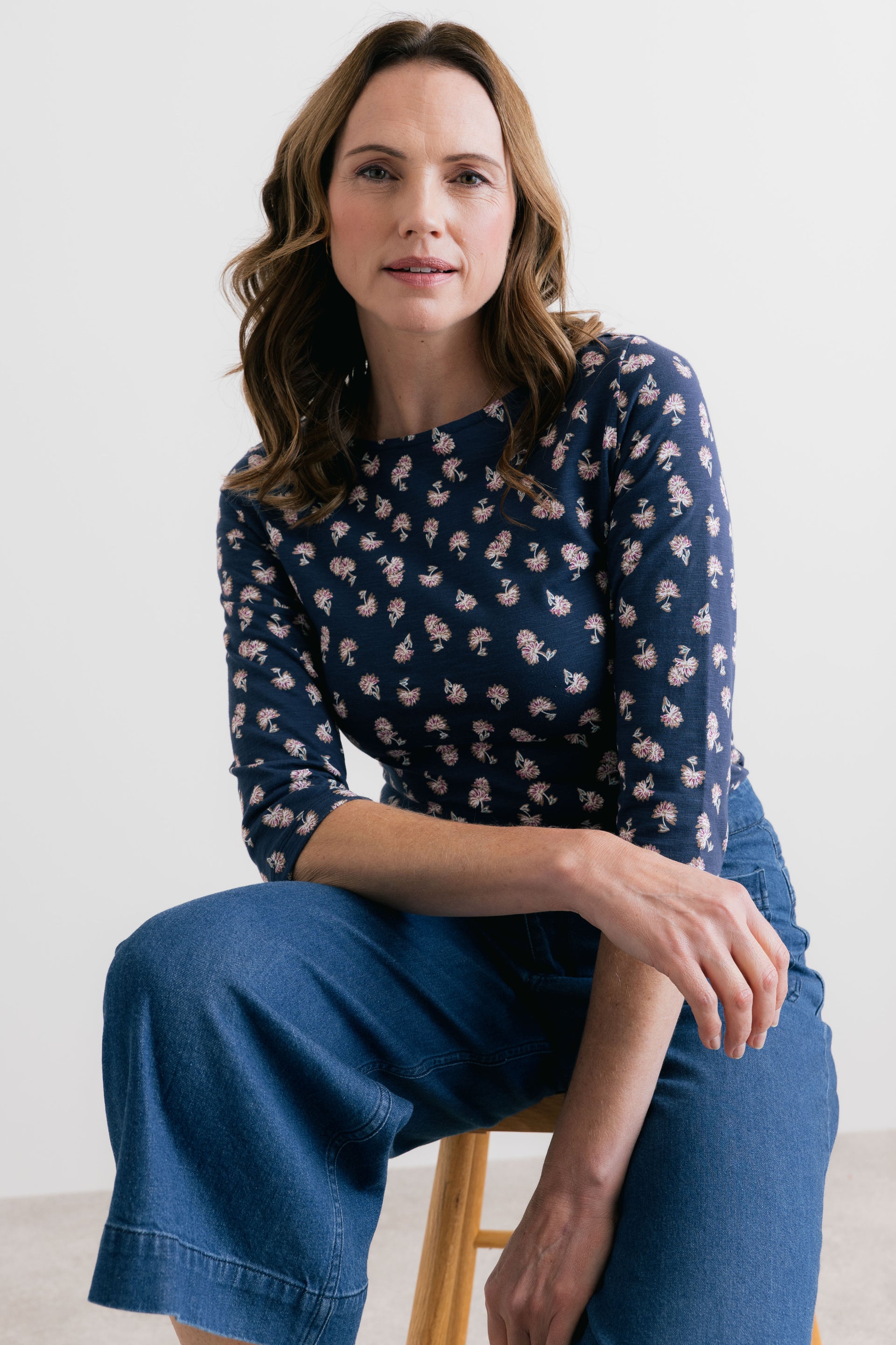 Monica Verbena Print Organic Cotton Jersey Top