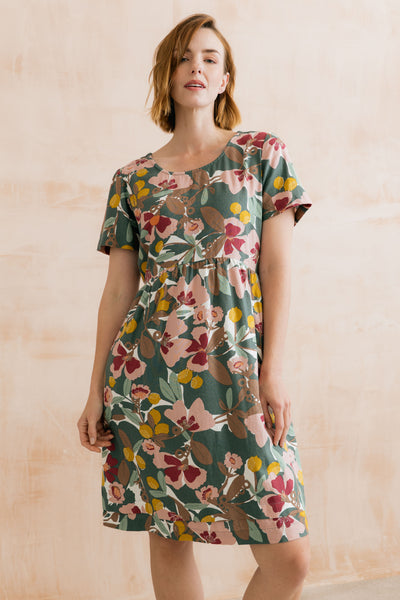 Carnival Linen Blend Printed Dress Laurel Green – Lily & Me