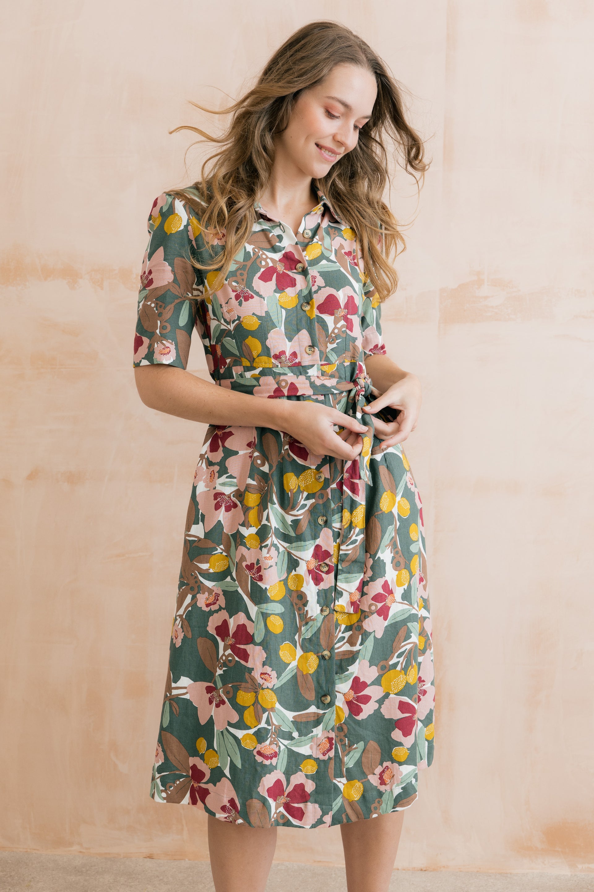 Robyn Belted Tea Dress Laurel
