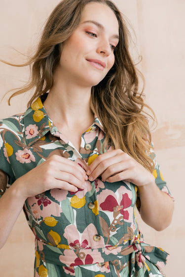 Robyn Belted Tea Dress Laurel Green